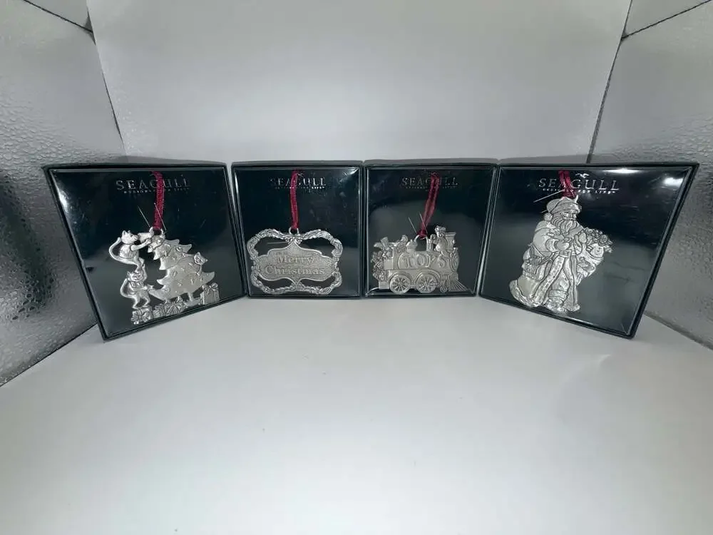 Seagull Pewter Christmas Ornaments Set of 4